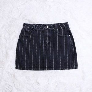 PACSUN Black & White Striped Mini Jean Skirt